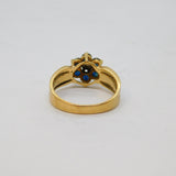 9ct Yellow Gold Sapphire & Diamond Cluster Dress Ring Vintage 1978 London
