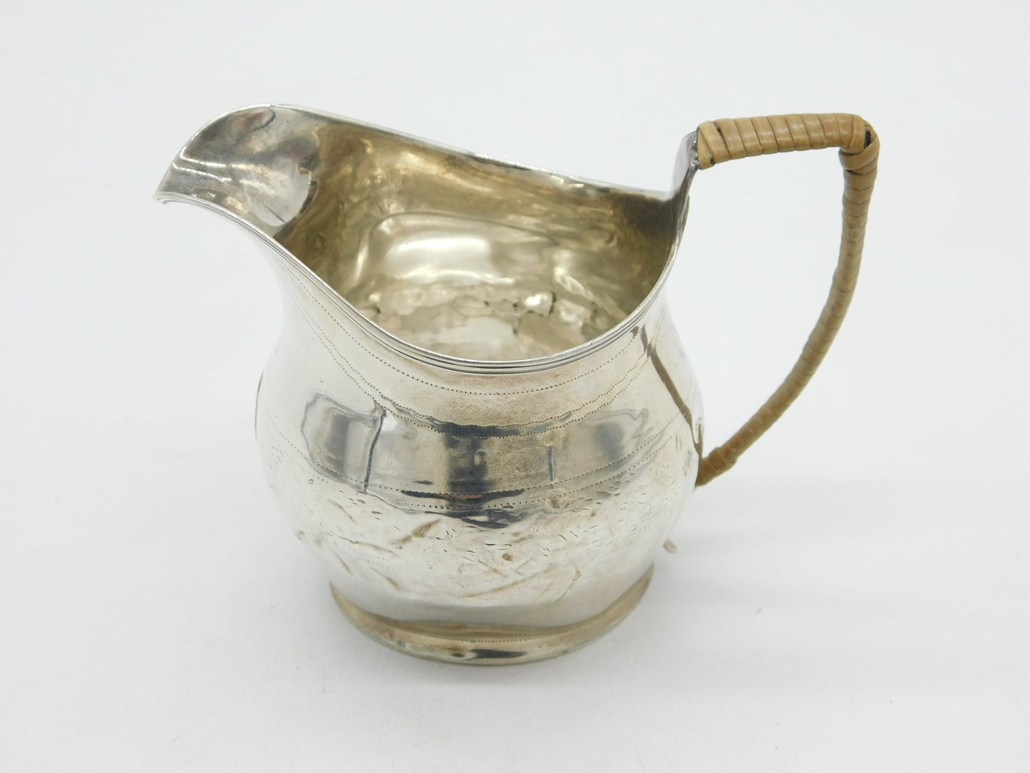 Georgian Sterling Silver Rafia Handle Floral Cream Jug 1793 London Antique