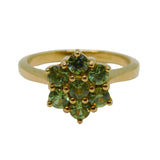 9ct Yellow Gold Light Green Paste Cluster Dress Ring Vintage c1990 Birmingham