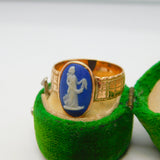 Victorian 9ct Gold Wedgwood Athena Cameo Band Ring Antique 1894 Birmingham
