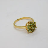 9ct Yellow Gold Light Green Paste Cluster Dress Ring Vintage c1990 Birmingham