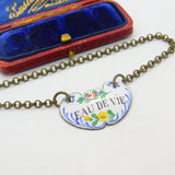 Georgian Bilston Enamel 'Eau De Vie' Fruit Brandy Decanter Label Antique c1830