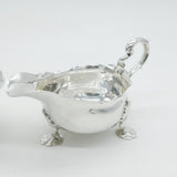Large Victorian Pair Sterling Silver Acanthus Sauce Boats 1895 Chester Antique
