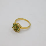 9ct Yellow Gold Light Green Paste Cluster Dress Ring Vintage c1990 Birmingham
