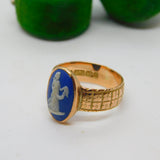 Victorian 9ct Gold Wedgwood Athena Cameo Band Ring Antique 1894 Birmingham