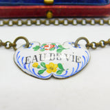 Georgian Bilston Enamel 'Eau De Vie' Fruit Brandy Decanter Label Antique c1830