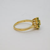 9ct Yellow Gold Light Green Paste Cluster Dress Ring Vintage c1990 Birmingham