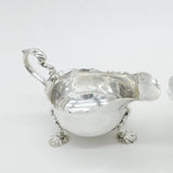 Large Victorian Pair Sterling Silver Acanthus Sauce Boats 1895 Chester Antique