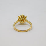9ct Yellow Gold Light Green Paste Cluster Dress Ring Vintage c1990 Birmingham