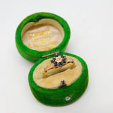 9ct Yellow Gold, Sapphire & Diamond Floral Cluster Ring Vintage 1975 London