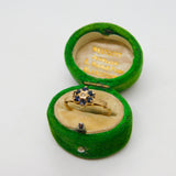 9ct Yellow Gold, Sapphire & Diamond Floral Cluster Ring Vintage 1975 London