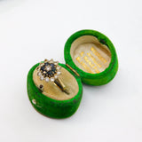 9ct Yellow Gold Sapphire & Spinel Cluster Dress Ring Vintage 1990 London