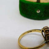 9ct Yellow Gold, Amethyst & Pearl Set Floral Cluster Ring Antique c1940 Deco