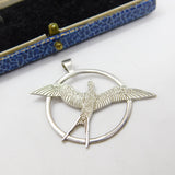 Shetland Silvercraft Sterling Silver Swallow Pendant Vintage c1970 Scottish