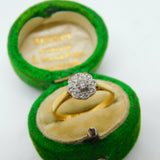 Victorian 18ct Yellow Gold Old Cut Diamond Daisy Flower Ring Antique c1890