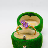 9ct Gold, Amethyst & Diamond Toi et Moi Crossover Ring Vintage c1970