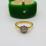 Victorian 18ct Yellow Gold Old Cut Diamond Daisy Flower Ring Antique c1890