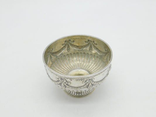 Victorian Sterling Silver Swag & Bow Pattern Sugar Bowl 1885 London Antique