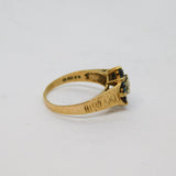 9ct Yellow Gold Sapphire & Diamond Cluster Dress Ring Vintage 1980 London