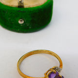 9ct Gold, Amethyst & Diamond Toi et Moi Crossover Ring Vintage c1970