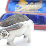 Edwardian Sterling Silver Elephant Pin Cushion Antique 1908 Birmingham Adie & Lovekin