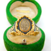 Victorian 18ct Gold Black Enamel In Memory Of Mourning Ring Antique 1856 London