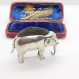 Edwardian Sterling Silver Elephant Pin Cushion Antique 1908 Birmingham Adie & Lovekin