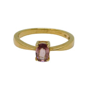 9ct Yellow Gold Light Amethyst Solitaire Dress Ring Vintage c1990 Birmingham