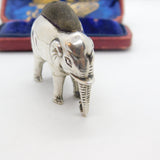 Edwardian Sterling Silver Elephant Pin Cushion Antique 1908 Birmingham Adie & Lovekin