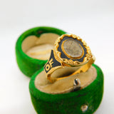 Victorian 18ct Gold Black Enamel In Memory Of Mourning Ring Antique 1856 London