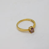 9ct Yellow Gold Light Amethyst Solitaire Dress Ring Vintage c1990 Birmingham