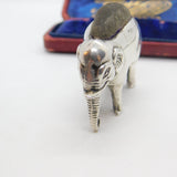 Edwardian Sterling Silver Elephant Pin Cushion Antique 1908 Birmingham Adie & Lovekin