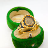 Victorian 18ct Gold Black Enamel In Memory Of Mourning Ring Antique 1856 London