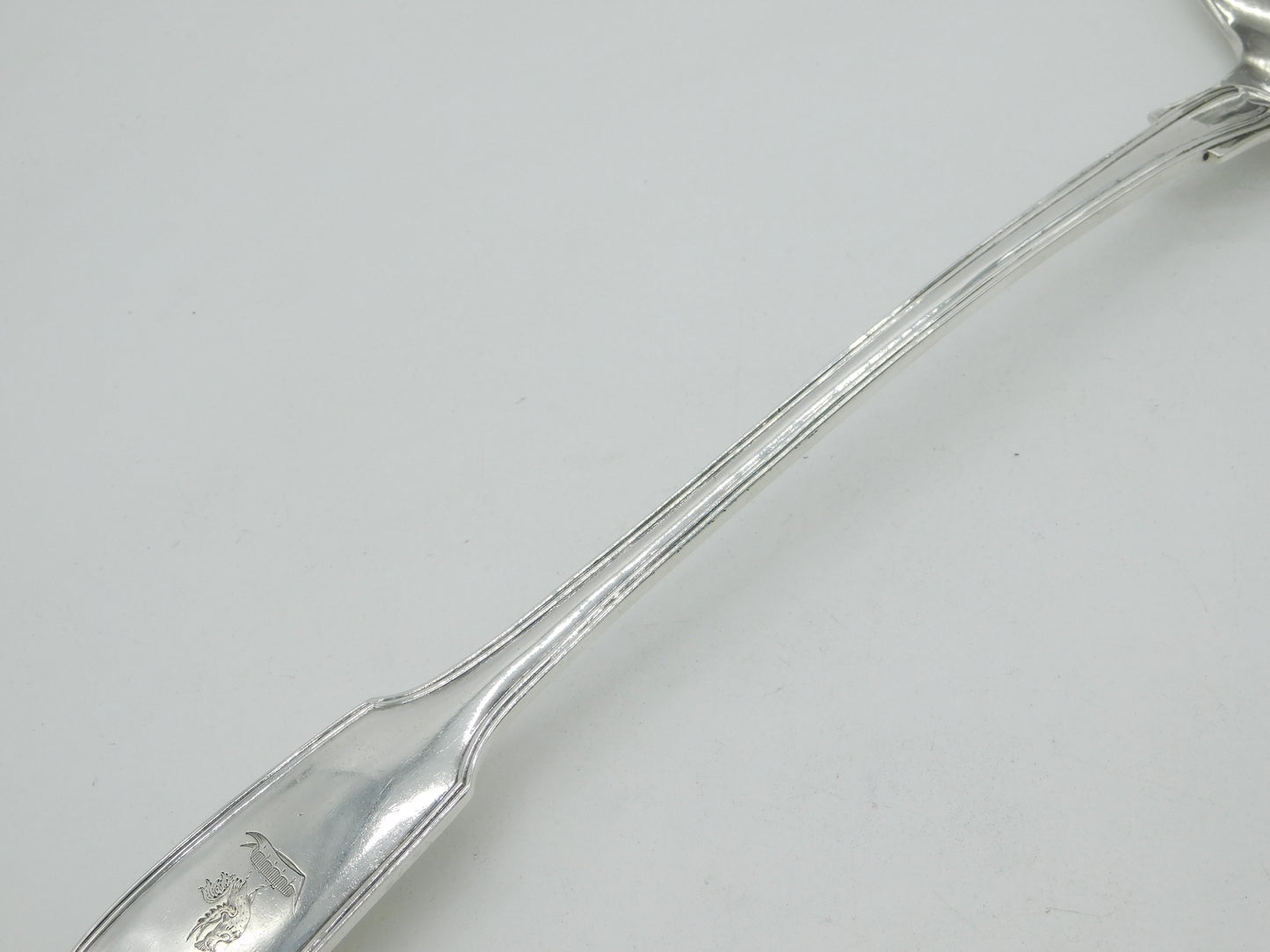 Large Victorian Sterling Silver Cockerel Crest Soup Ladle 1900 Antique Sheffield