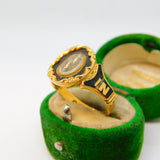 Victorian 18ct Gold Black Enamel In Memory Of Mourning Ring Antique 1856 London
