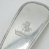 Large Victorian Sterling Silver Cockerel Crest Soup Ladle 1900 Antique Sheffield