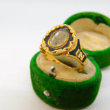 Victorian 18ct Gold Black Enamel In Memory Of Mourning Ring Antique 1856 London