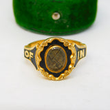 Victorian 18ct Gold Black Enamel In Memory Of Mourning Ring Antique 1856 London