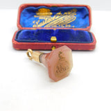 Georgian 9ct Rose Gold & Carved Carnelian Unicron Monogram Seal Fob c1820