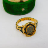 Victorian 18ct Gold Black Enamel In Memory Of Mourning Ring Antique 1856 London