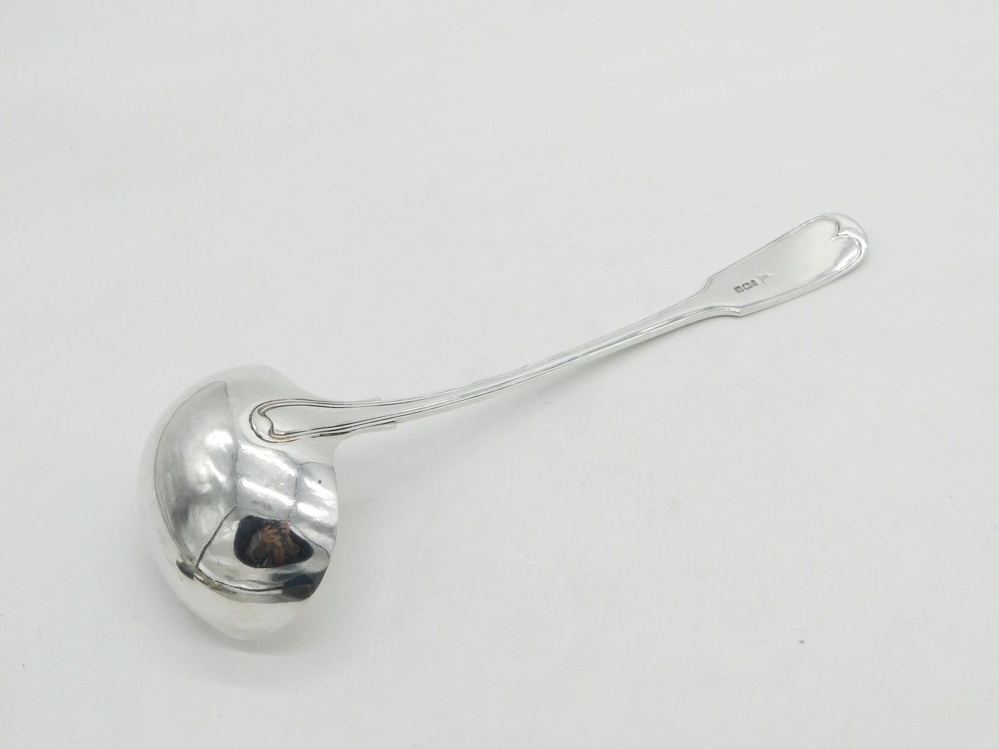 Large Victorian Sterling Silver Cockerel Crest Soup Ladle 1900 Antique Sheffield