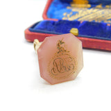 Georgian 9ct Rose Gold & Carved Carnelian Unicron Monogram Seal Fob c1820