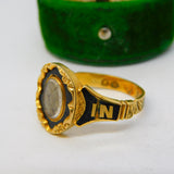 Victorian 18ct Gold Black Enamel In Memory Of Mourning Ring Antique 1856 London