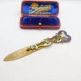 Victorian French Gilt Metal & Colourful Enamel Bookmark or Sewing Clip c1850