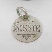 Victorian Sterling Silver Threepence 'Sissie' Engraved Love Token Charm Antique c1880