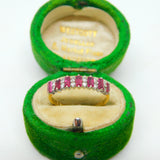 18ct Yellow Gold, Baguette Cut Ruby & Diamond Half Eternity Ring Vintage 1970