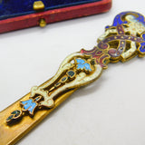Victorian French Gilt Metal & Colourful Enamel Bookmark or Sewing Clip c1850