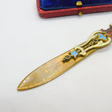 Victorian French Gilt Metal & Colourful Enamel Bookmark or Sewing Clip c1850