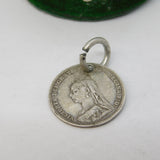 Victorian Sterling Silver Threepence 'Sissie' Engraved Love Token Charm Antique c1880