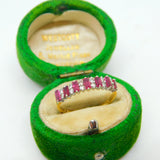 18ct Yellow Gold, Baguette Cut Ruby & Diamond Half Eternity Ring Vintage 1970